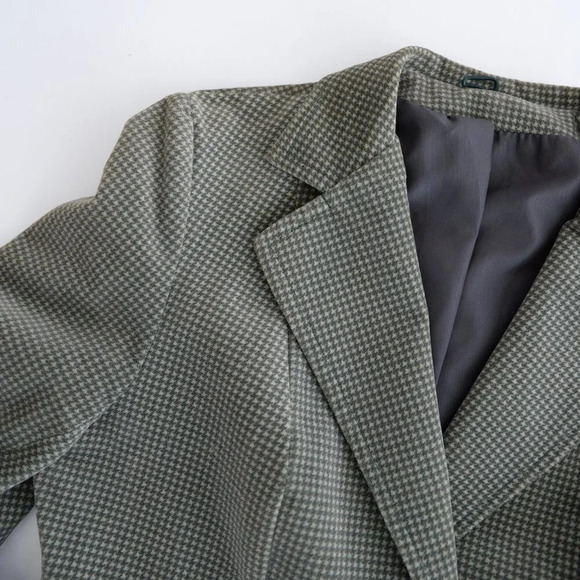 Vintage Olive 50% Cotton Houndstooth  Two Button Blazer - Picture 13 of 15